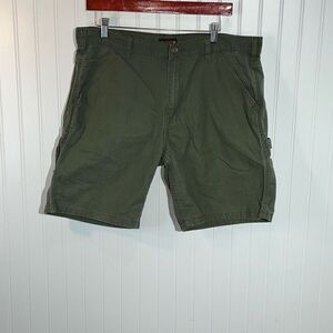 Wolverine Carpenter Shorts Mens 36 Green Cotton Fly Flat Front Chore Workwear
